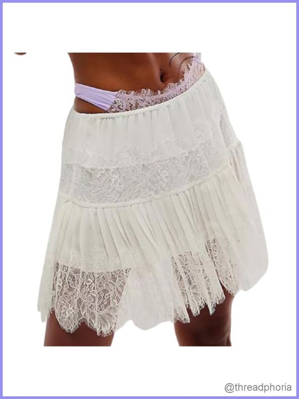Lace Mini Skirt Pleated Layered Ruffle Slip